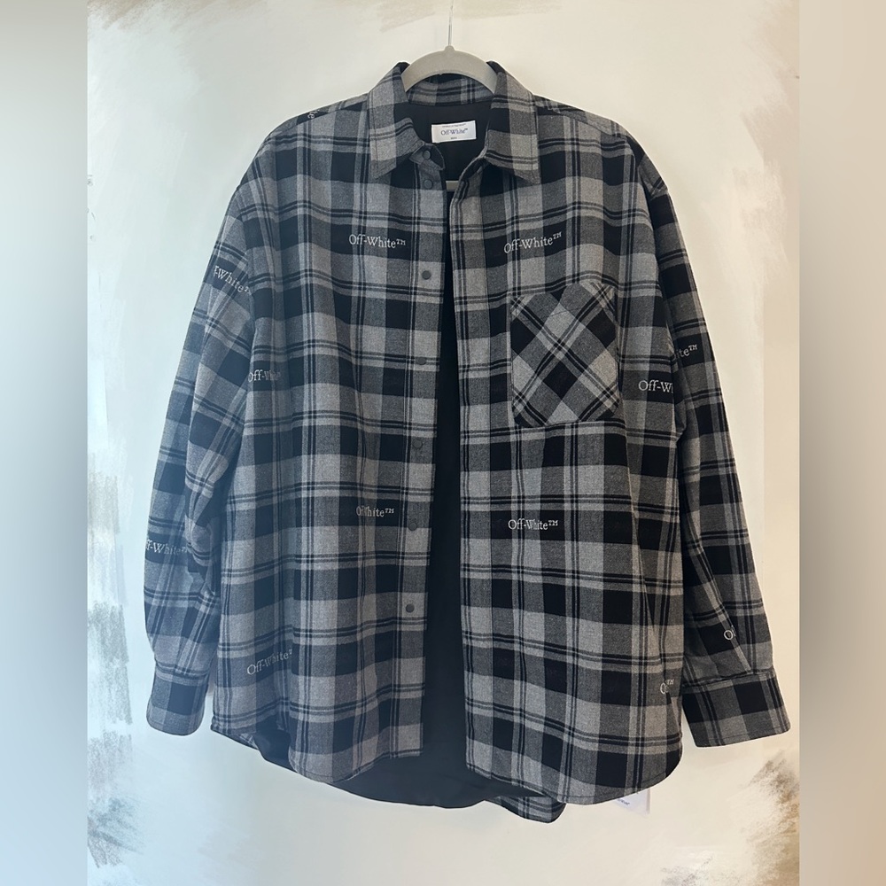 Off-white checked flannel shirt jacket size s